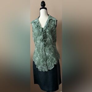 Jonathan Martin 100% Silk Ruffled Sleeveless Blouse Size M